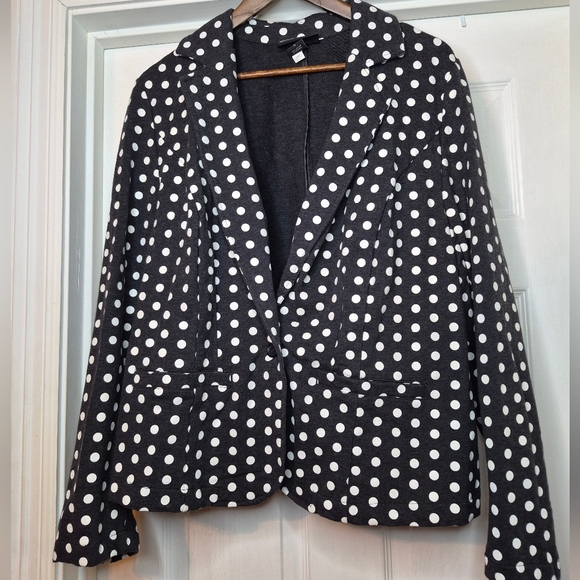 Lane Bryant Jackets & Blazers - Lane Bryant Polka Dot Blazer Jacket - Black/gray & White Size 18